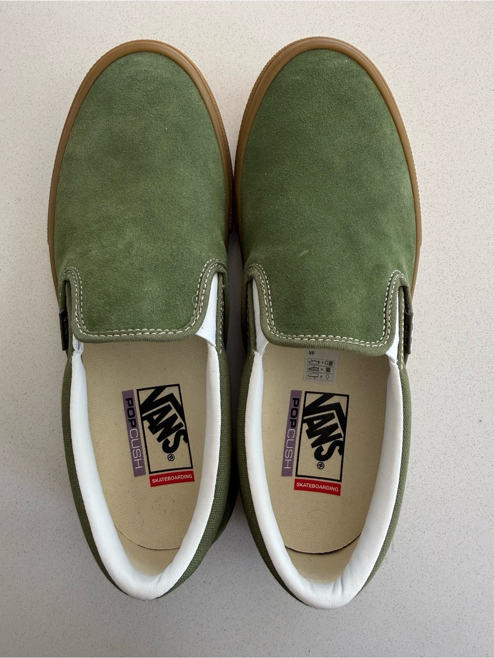 Green suede vans with rubber sole